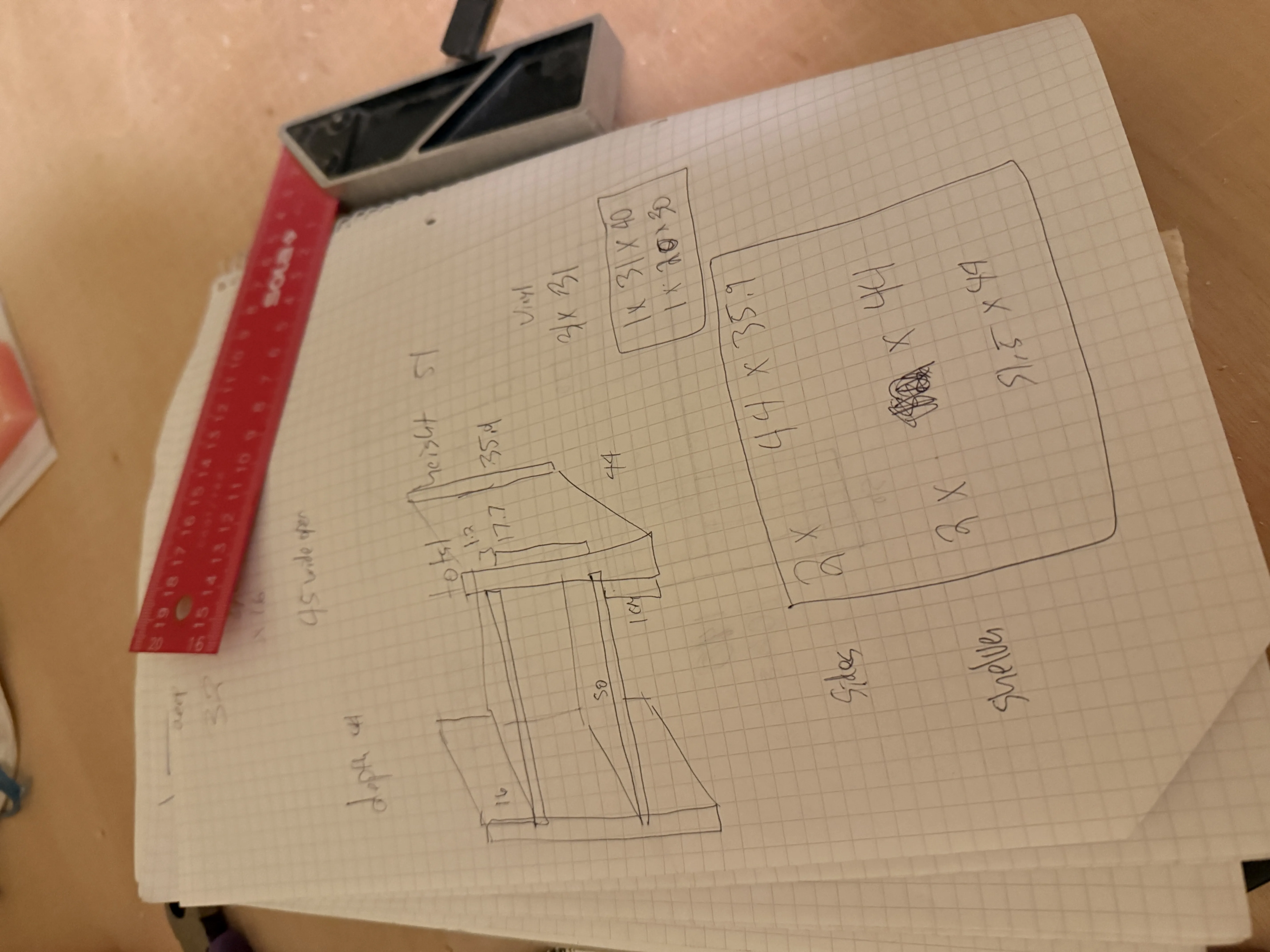 Project notes for plywood and 2x4s work