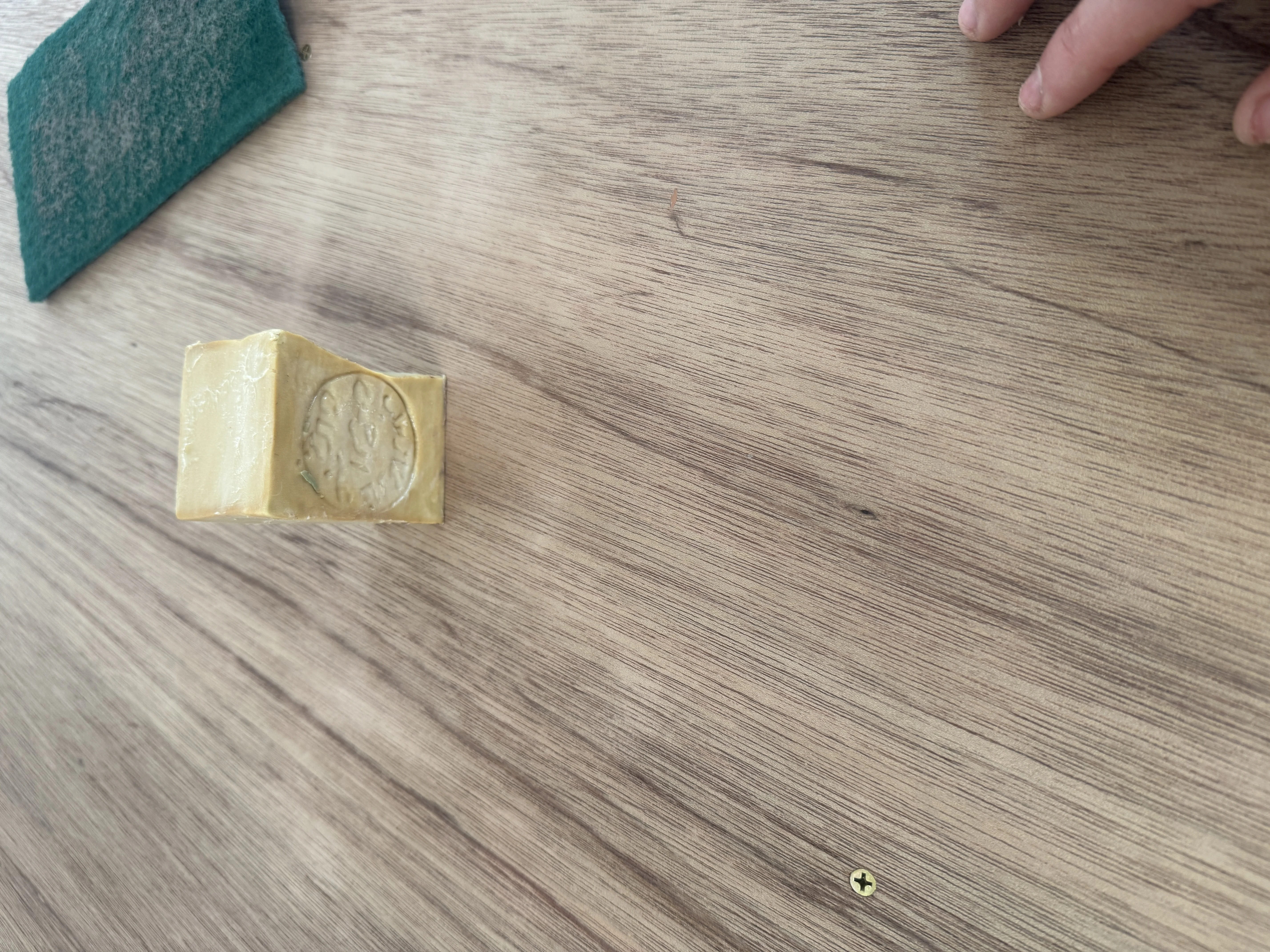 wood finish test with black olive soap