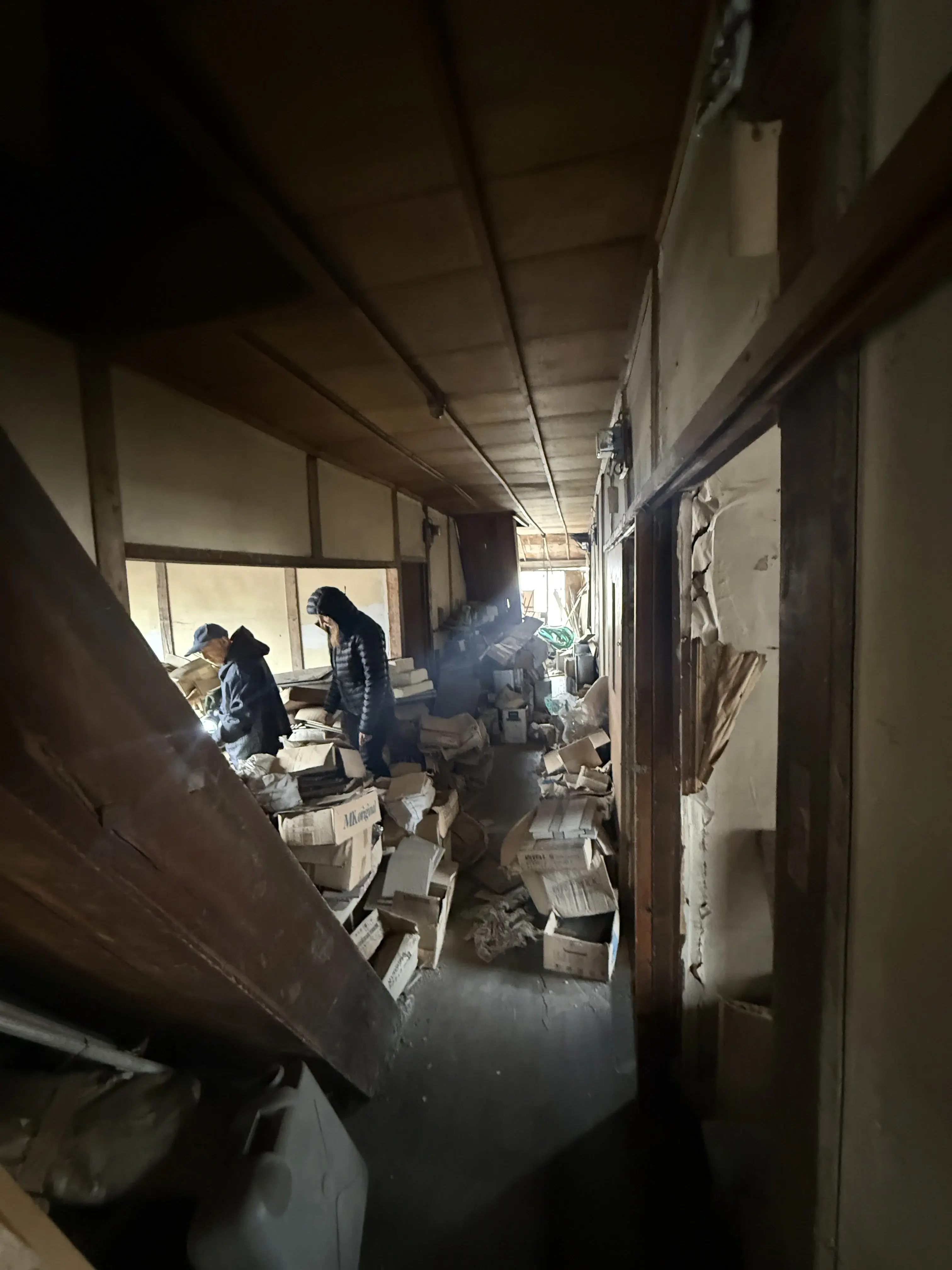 sorting old tiles in Obihiro