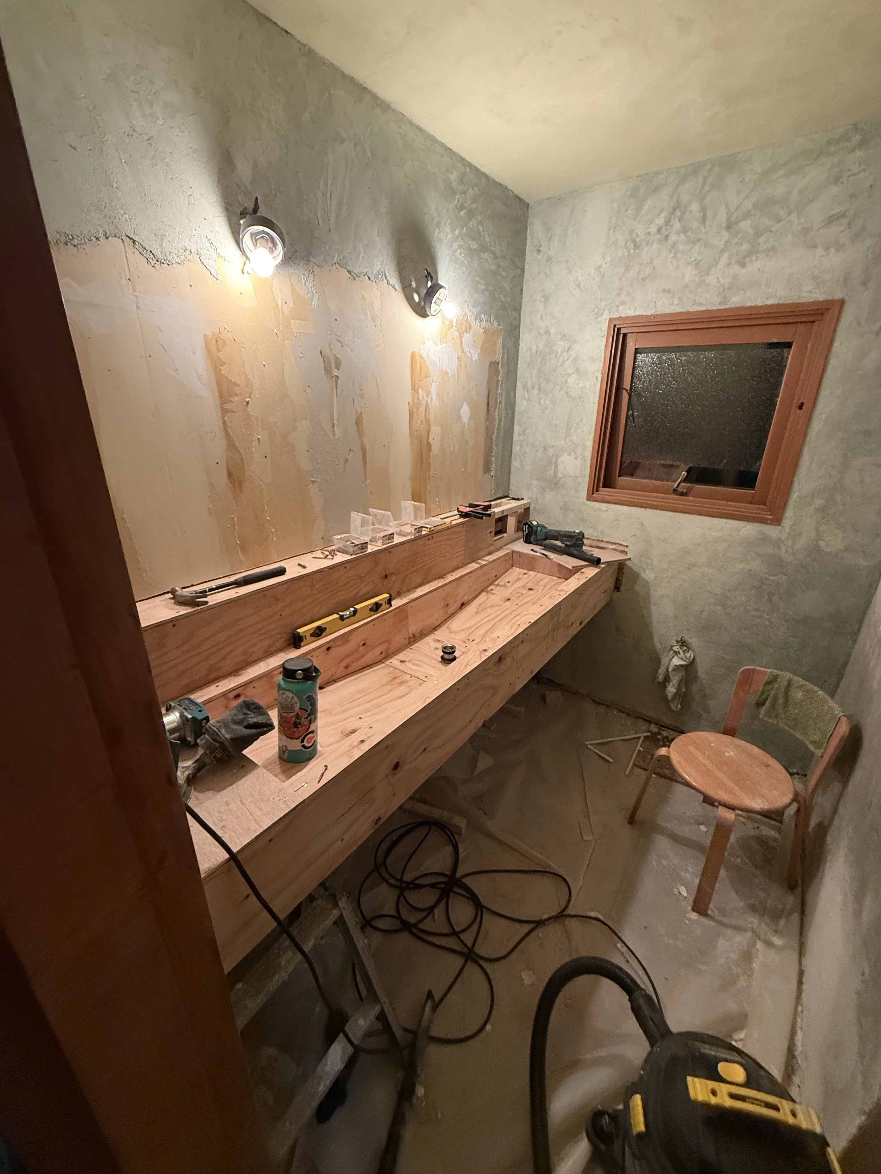 sink frame progress before cement board