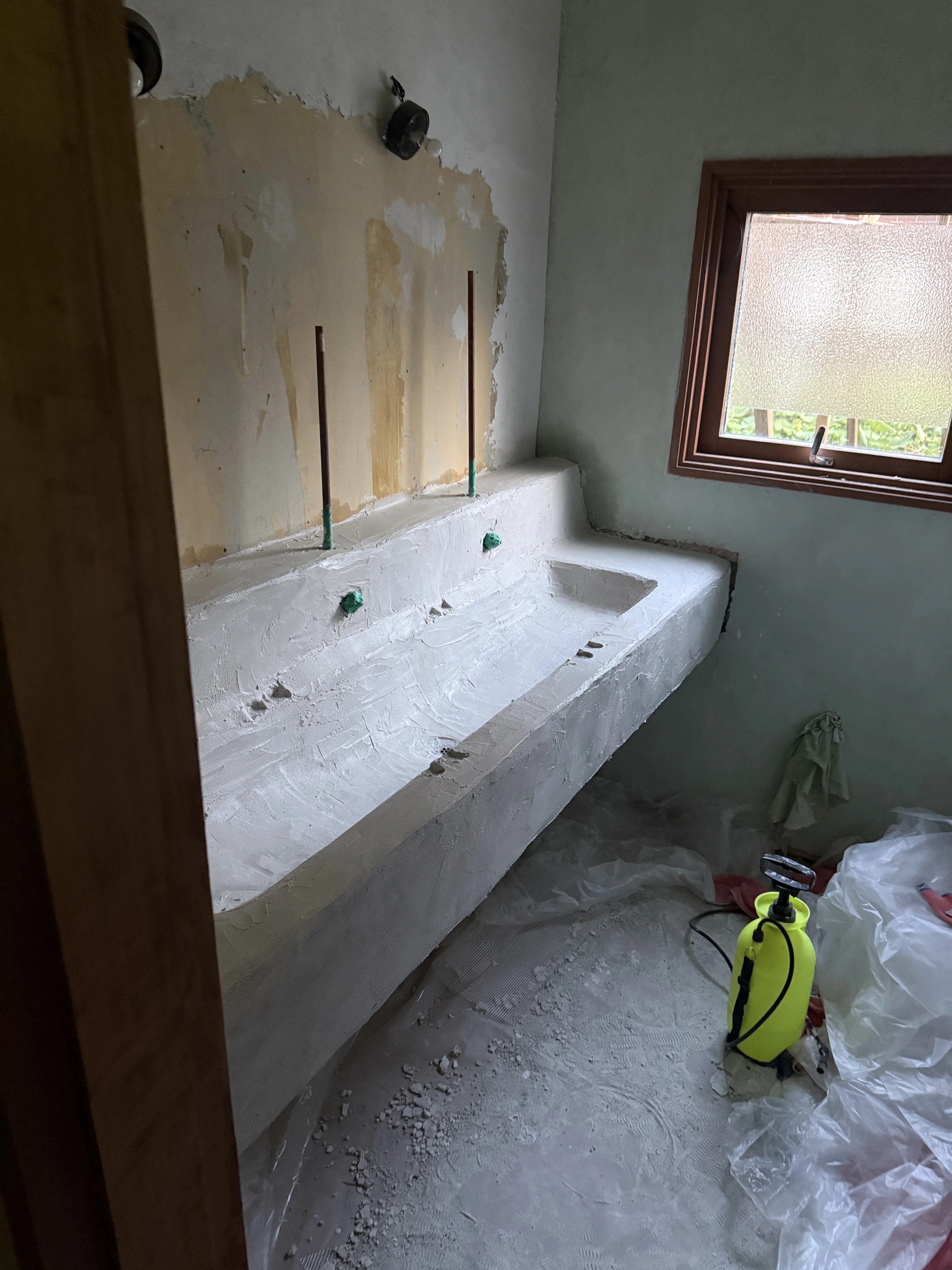 sink project with fresh shaping layer nearing final form